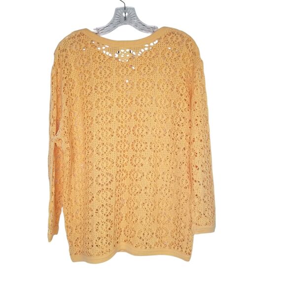 Vtg Y2K Fashion Formulas Peachy Yellow Crochet Fishnet Top Grunge Medium Punk - Picture 3 of 7